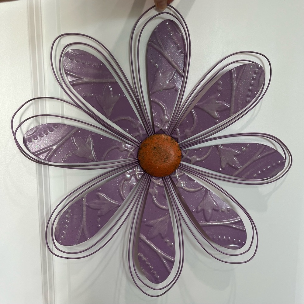 Purple Metal Flower Wall Decor